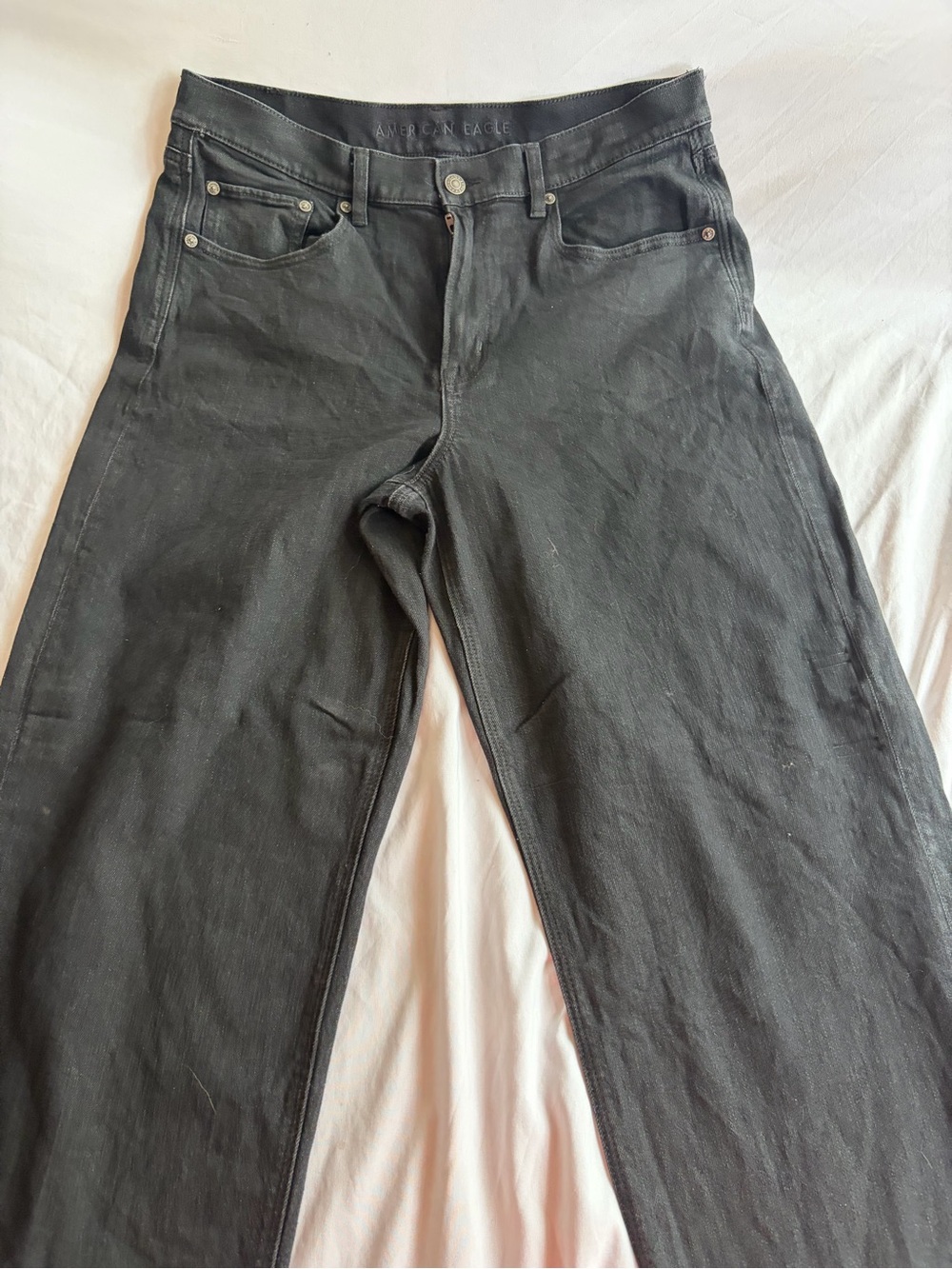 American Eagle Women’s Black Stretch Wide Leg Jeans Size 12